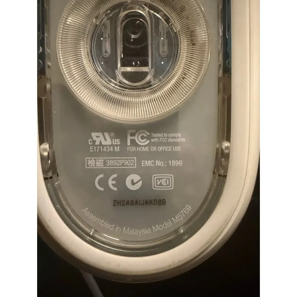Apple Pro Mouse M5769 USB Wired Optical Mouse Clear White VTG Mac Tested Working